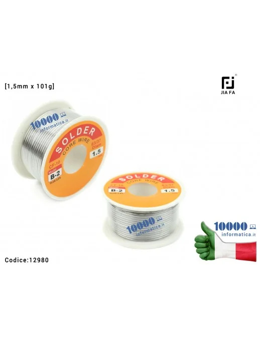 Stagno JIAFA CF-1020 [1,5mm x 101g] (Sn 63% Pb 37%) CF-10 B-2 Flux 2% Bobina per Saldature Rotolo Saldatura Solder Soldering Wir