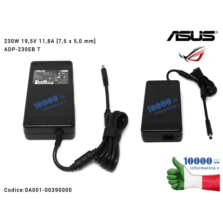 Alimentatore ASUS 230W 19,5V 11,8A [7,4 x 5,0 mm] ROG G750J G750JH G750JY G750JZ G751JT G751JY G752V G752VY G701 0A001-00390000 
