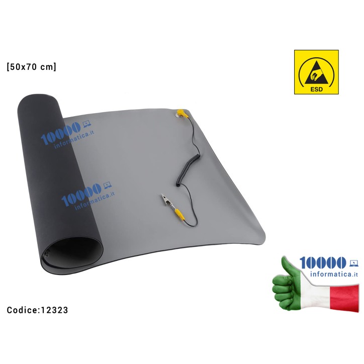 Tappetino Antistatico [50 X 70 cm] (GRIGIO) Tappeto ESD professionale  laboratorio di informatica per banco di lavoro, resistent
