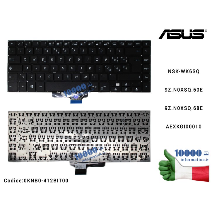 Tastiera Italiana ASUS VivoBook Max 15 X510UA X510UQ F510UA [NO FRAME] NSK-WK6SQ 9Z.N0XSQ.68E AEXKGI00010