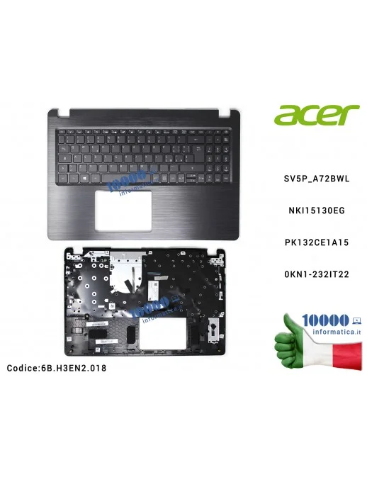Tastiera Italiana Completa di Top Case Superiore ACER Aspire A515-52 [RETROILLUMINATA] SV5P_A72BWLNKI15130EG PK132CE1A15 0KN1-23