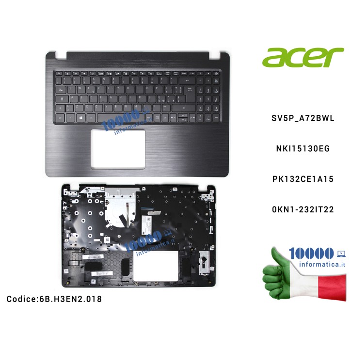 Tastiera Italiana Completa di Top Case Superiore ACER Aspire A515-52 [RETROILLUMINATA] SV5P_A72BWLNKI15130EG PK132CE1A15 0KN1-23