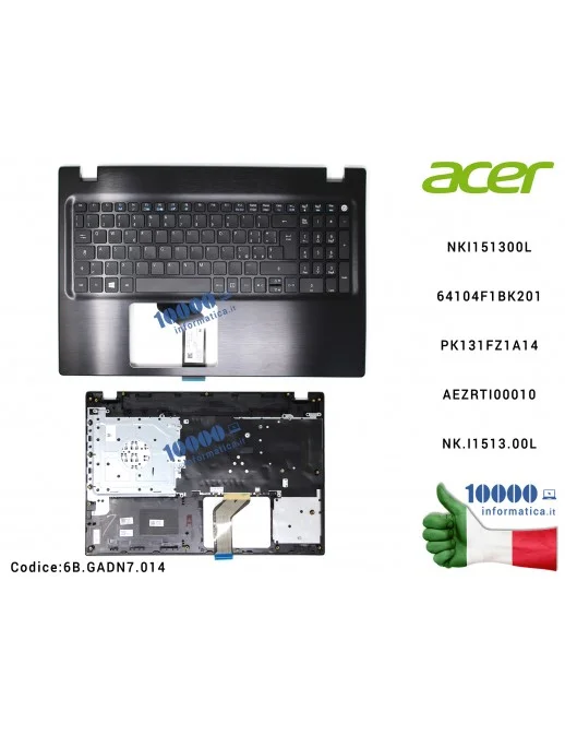 Tastiera Italiana Completa di Top Case Superiore ACER Aspire F5-572G  NKI151300L 64104F1BK201 LV5T_A50B PK131FZ1A14 AEZRTI00010 