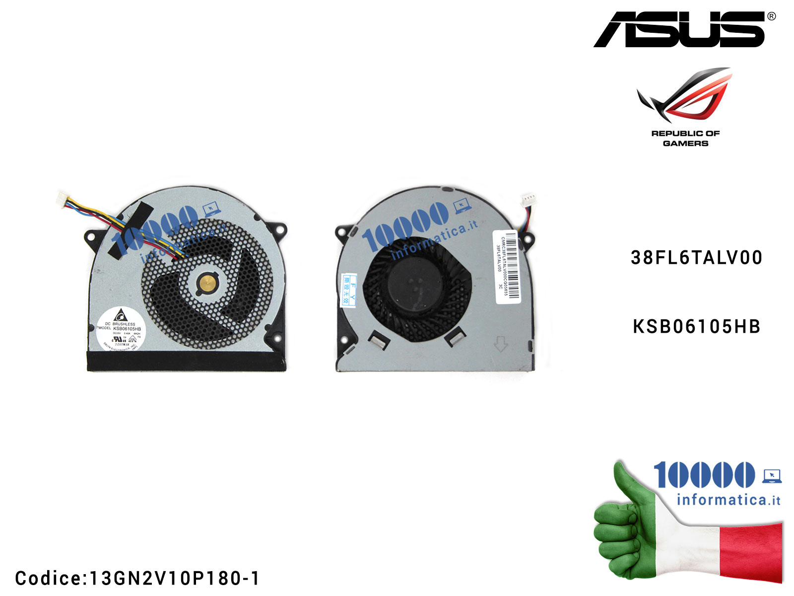 Ventola Fan CPU ASUS ROG G75 G75V G75VW G75VX G55VW G55 KSB06105HB 38FL6TALV00 1 - Picture 1 of 1