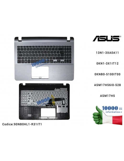 Tastiera Italiana Completa di Top Case Superiore ASUS VivoBook X507 (Star Grey) X507M X507MA X507U X507UA X507UF F507U F507UA F5