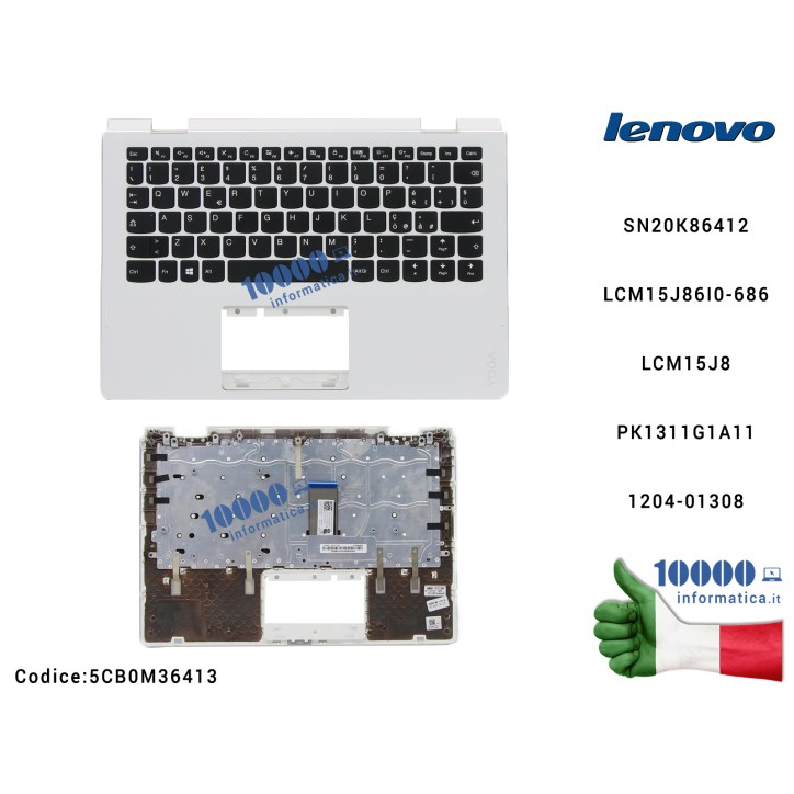 Tastiera Italiana Completa di Top Case Superiore LENOVO Yoga 310-11IAP (80U2) SN20K86412 LCM15J86I0-686 LCM15J8 PK1311G1A11 1204
