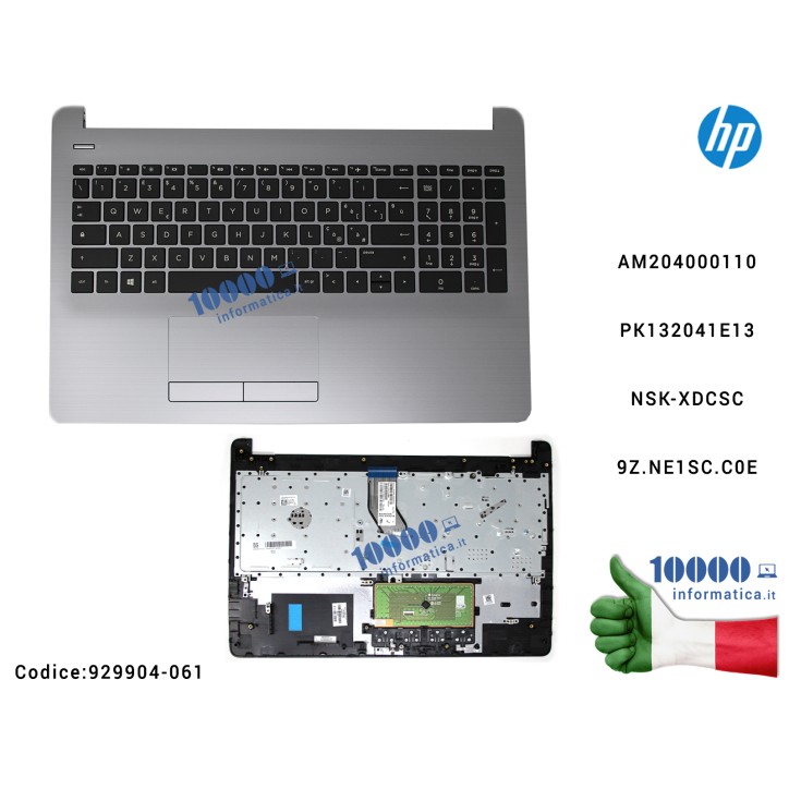 Tastiera Italiana Completa di Top Case Superiore Palmrest [Asteroid Silver] HP Pavilion 15-BR 15-BS 15-BW 250 G6 255 G6 TPN-C129