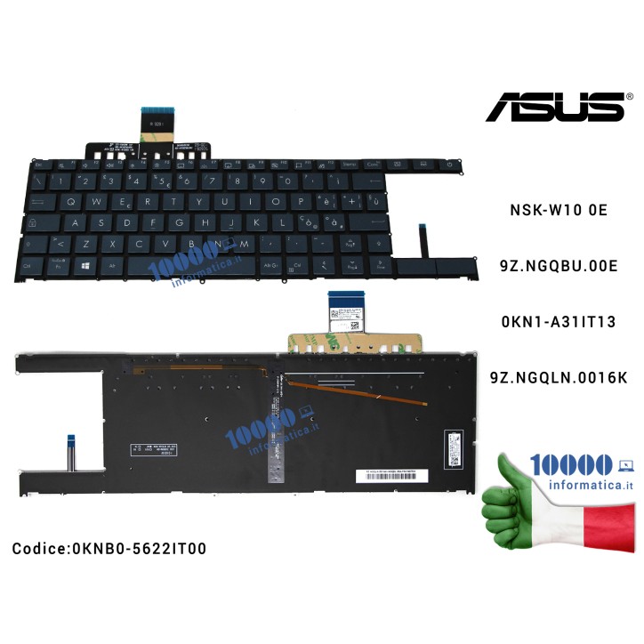 Tastiera Italiana Retroilluminata ASUS ZenBook Duo UX481F UX481FL [NO FRAME] NSK-W10 9Z.NGQBU.00E 0KN1-A31IT13