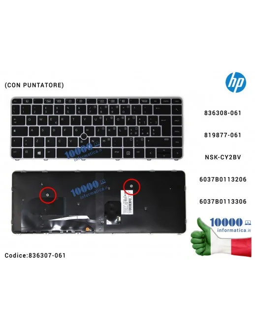 Tastiera Italiana Retroilluminata HP EliteBook 840 G4 848 G4 745 G4 745 G3 (Frame SILVER) (CON PUNTATORE) 6037B0113917 819877-06