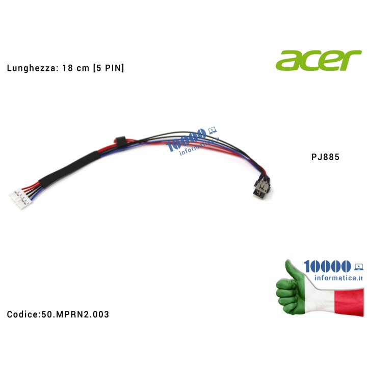 Connettore di Alimentazione DC Power Jack PJ885 ACER ChromeBook C810 CB5-311 CB5-311P
