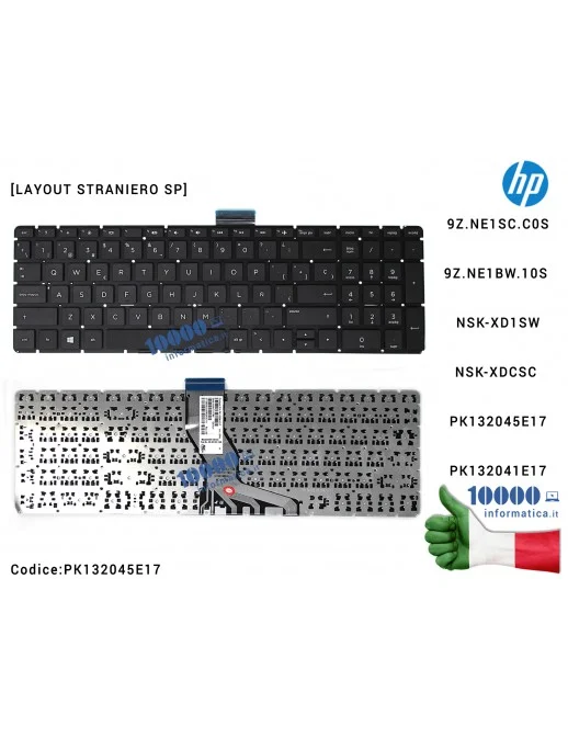 Tastiera Straniera (NERA) HP Pavilion 15-BR 15-BS 15-BW 250 G6 255 G6 TPN-C129 TPN-C130 17G-BR 15-CC [Spagnolo] 9Z.NE1BW.101 9Z.