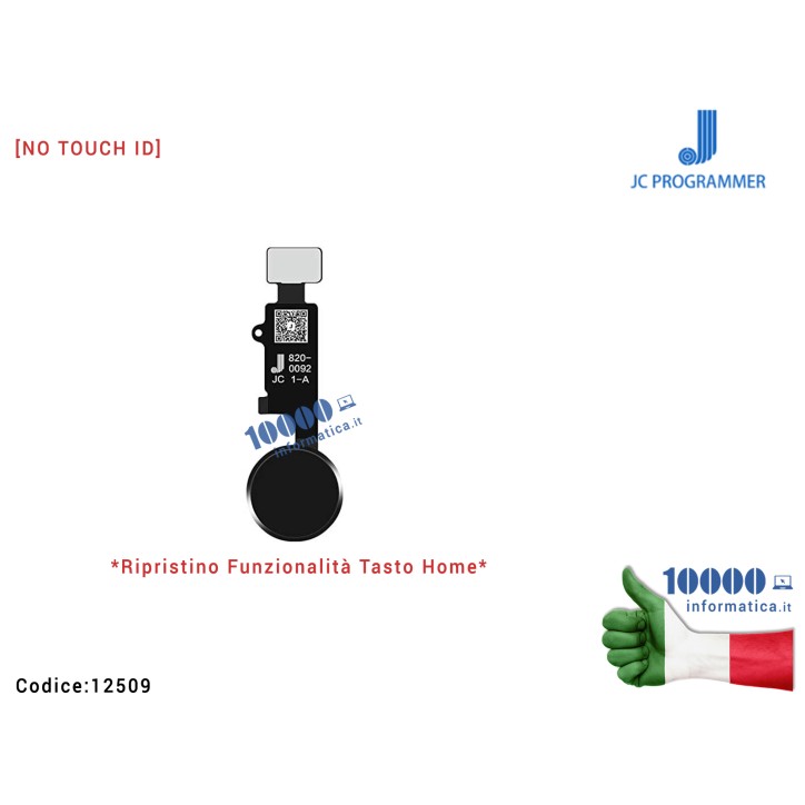 Tasto Home JC Final Edition [NERO] Ripristino Pulsante Centrale APPLE iPhone 7 7G (A1660) (A1778) (A1779) 7+/ 8 / 8+ Flex Cable Ribbon Button [NO TOUCH ID]