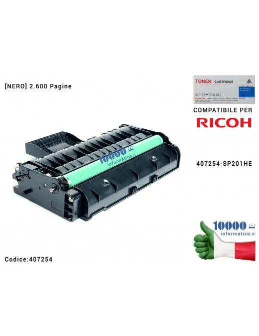 Toner Compatibile 407254 [NERO] RICHO Aficio SP200 SP220SNW SP 201N SP 204SN SP 204SFN SP 201HE SP 220SNW SP 220 SP 201 407254-S