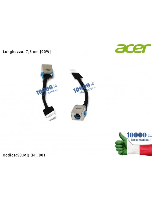 50.MQKN1.001 Connettore di Alimentazione DC Power Jack (90W) ACER Aspire VN7-571G [7,5Cm] 50.MQKN1.001