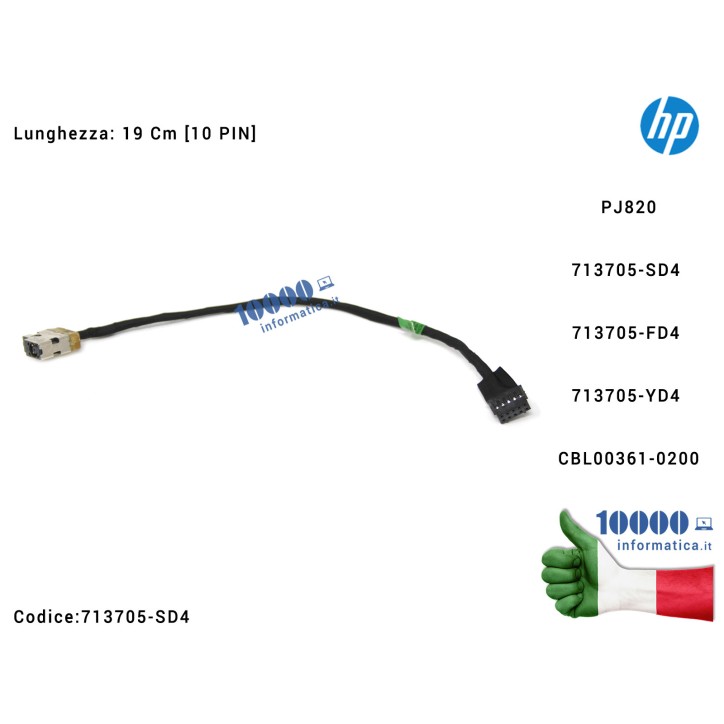 Connettore DC Power Jack PJ820 HP Envy 15-J 15T-J [10 PIN] 713705-SD4 713705-FD4 713705-YD4 CBL00361-0200