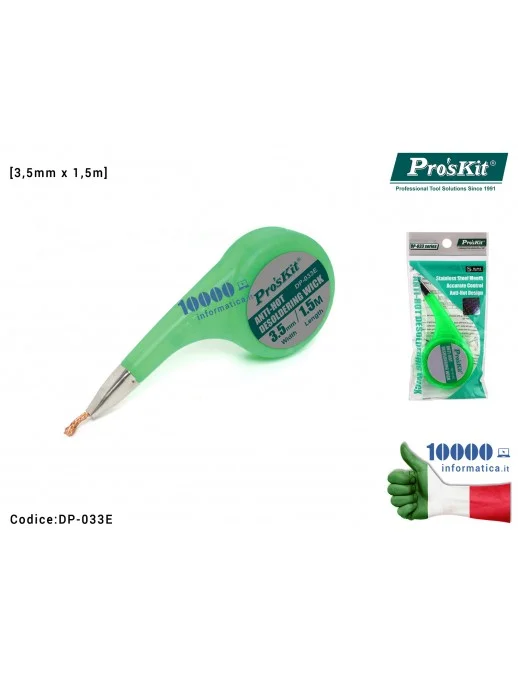 Treccia Dissaldante in Rame PRO'SKIT [3,5mm x 1,5m] Trecciola Assorbi Stagno Anti-Hot Desoldering Wick Beccuccio Anti-Calore in 