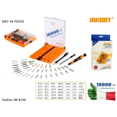 JM-8130 Kit di riparazione JACKEMY JM-8130 [Set 45 pezzi] Esagonali Torx mini Stella Kit per Riparazione Cellulari fai da te ...