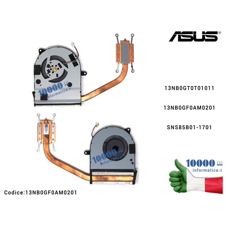 Ventola di Raffreddamento Fan CPU + Dissipatore Heatsink ASUS VivoBook S410U S410UA X411UA X411U A411 F411 K410 P1410 S401 S410 