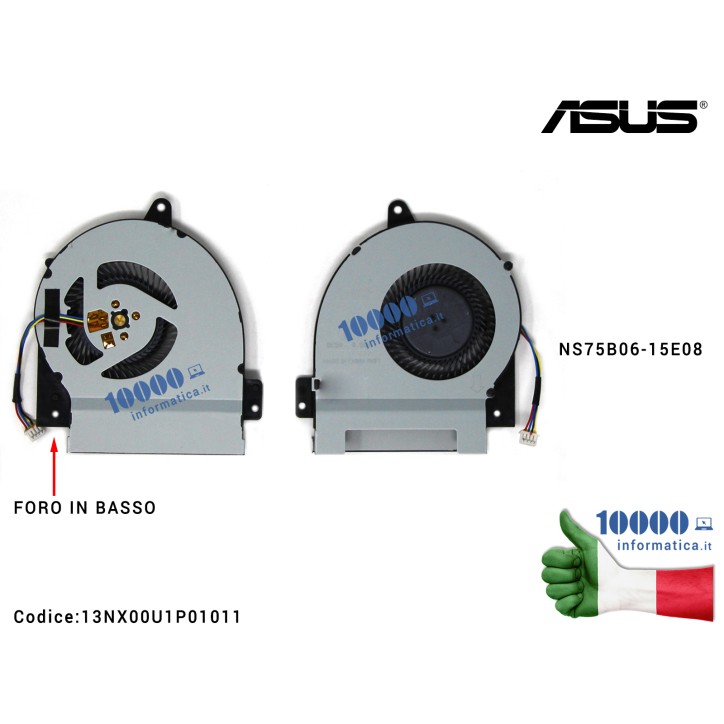 Ventola di Raffreddamento Fan CPU ASUS P2530U P2530UA P2540U P2540UA P2540N P2540NV P2440U P2440UA P2540U P2540UV P453U P453UJ Pro 554N Pro554N Pro554NV 13NX00U1P01011 NS75B06-15E08