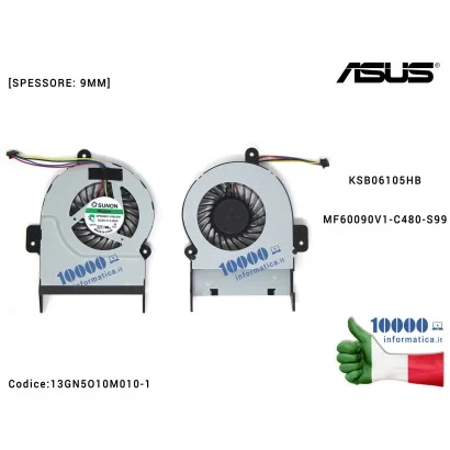 Ventola di Raffreddamento Fan CPU ASUS [9 mm] X55V X55VD X45C X45VD R500V K55VM KSB06105HB MF60090V1-C480-S99 (per schede video integrate)