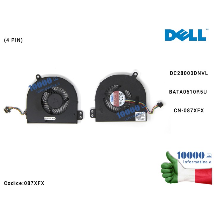 Ventola Fan CPU DELL Latitude E5440 E5540 (4 PIN) DC28000DNVL BATA0610R5U 087XFX CN-087XFX