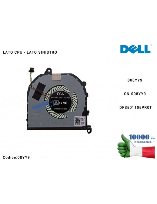 Ventola di Raffreddamento Fan CPU DELL XPS 15 9560 9570 Precision 5520 5530 5540 (LATO SINISTRO) F01PX 0F01PX CN-0F01PX 008YY9 C