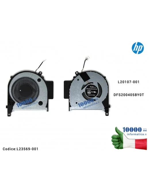 Ventola di Raffreddamento Fan CPU HP Envy X360 15-CP 15M-CP 15-CN 15M-CN TPN-W134 L20107-001 DFS200405BY0T