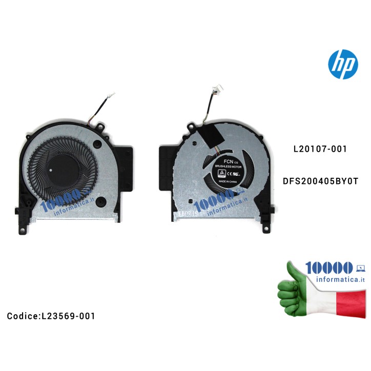 Ventola di Raffreddamento Fan CPU HP Envy X360 15-CP 15M-CP 15-CN 15M-CN TPN-W134 L20107-001 DFS200405BY0T
