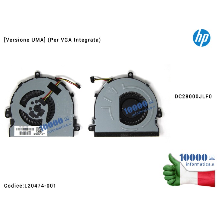 Ventola Fan CPU HP 15-DA 15-DB 15-DR 250 255 G7 - L20474-001 Ventola Fan CPU HP [Versione UMA] 15-DB 15-DR 15Q-DX 15T-DS TPN-C12
