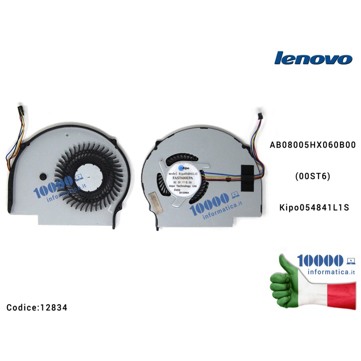 Ventola di Raffreddamento Fan CPU LENOVO FLEX 14 FLEX 15 FLEX 14D FLEX 15D AB08005HX060B00 (00ST6) Kipo054841L1S