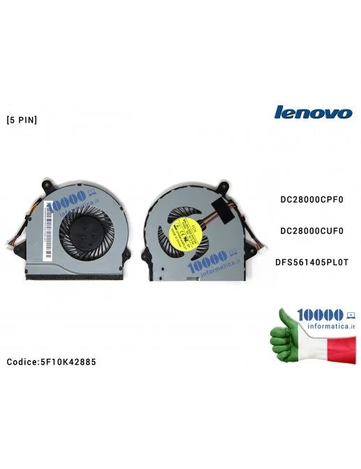 Ventola di Raffreddamento Fan CPU LENOVO IdeaPad 300-14ISK 300-15ISK 300-17ISK B71-80 DC28000CPF0 DFS561405PL0T