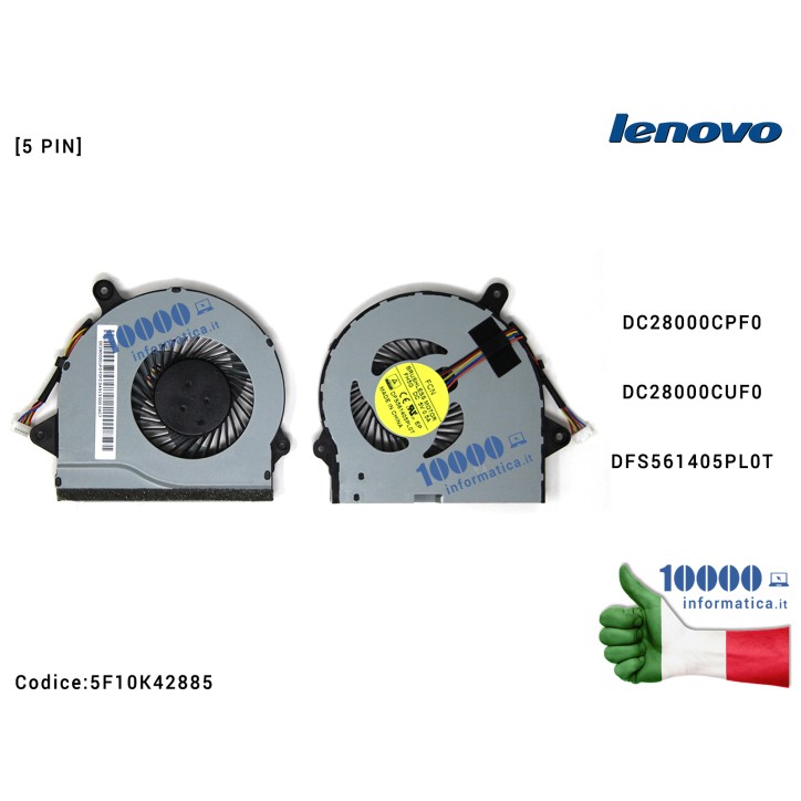 Ventola di Raffreddamento Fan CPU LENOVO IdeaPad 300-14ISK 300-15ISK 300-17ISK B71-80 DC28000CPF0 DFS561405PL0T