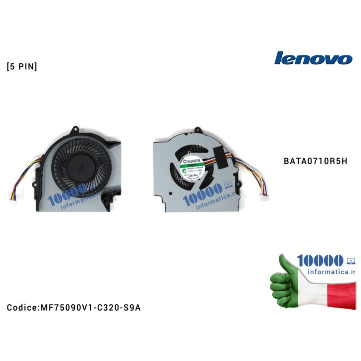 Ventola di Raffreddamento Fan CPU LENOVO ThinkPad Edge E431 E531 E440 E540 MF75090V1-C320-S9A BATA0710R5H