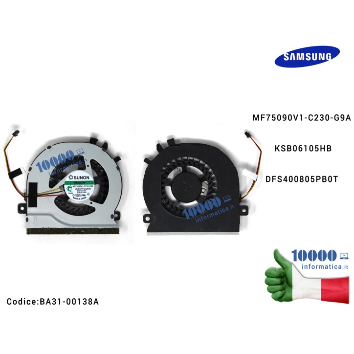Ventola di Raffreddamento Fan CPU SAMSUNG NP270E5E NP270E5V NP300E5E NP300E5V MF75090V1-C230-G9A DFS400805PB0T KSB06105HB