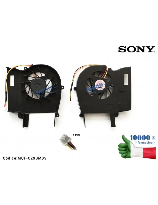 Ventola di Raffreddamento Fan CPU SONY Vaio VGN-CS VGN-CS11 CS31S CS21S PCG-3G2M MCF-C29BM05 PCG3C1M DQ5D566CE01 A1563411A A1754