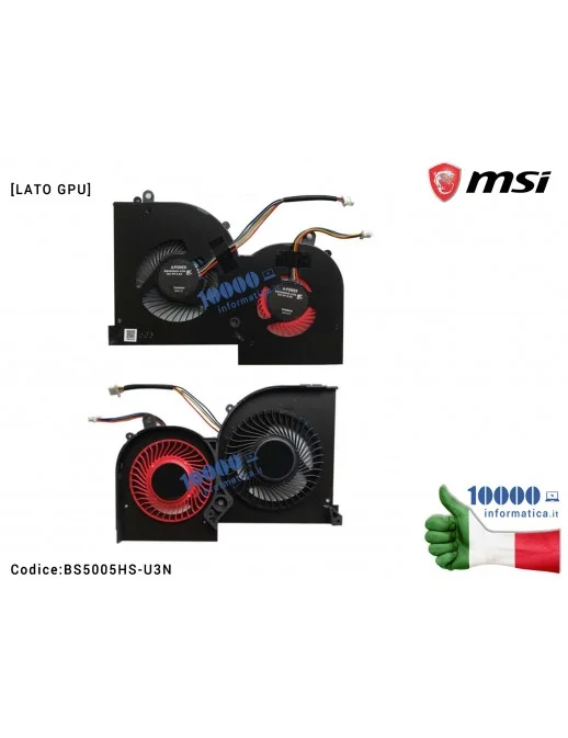 Ventola di Raffreddamento Fan GPU MSI Stealth Thin GS65 GS65VR P65 MS-16Q2 MS-16Q1 MS-16Q3 Stealth Pro GS63VR GS73VR BS5005HS-U3
