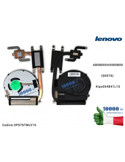 Ventola Fan con Dissipatore Heatsink CPU LENOVO FLEX 14 FLEX 15 FLEX 14D FLEX 15D AB08005HX060B00 (00ST6) Kipo054841L1S