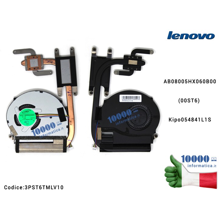 Ventola Fan con Dissipatore Heatsink CPU LENOVO FLEX 14 FLEX 15 FLEX 14D FLEX 15D AB08005HX060B00 (00ST6) Kipo054841L1S