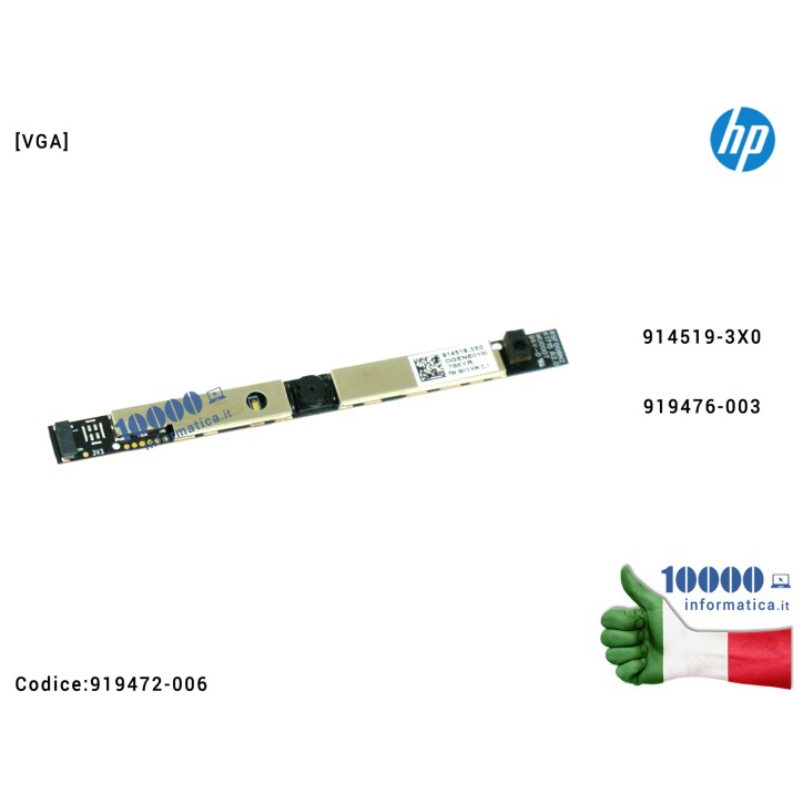Webcam Camera [1P Fix SM U2 Intg VGA] HP Pavilion 15-BR 15-BS 15-BW 250 G6 255 G6 TPN-C129 TPN-C130 [VGA] 914519-3X0