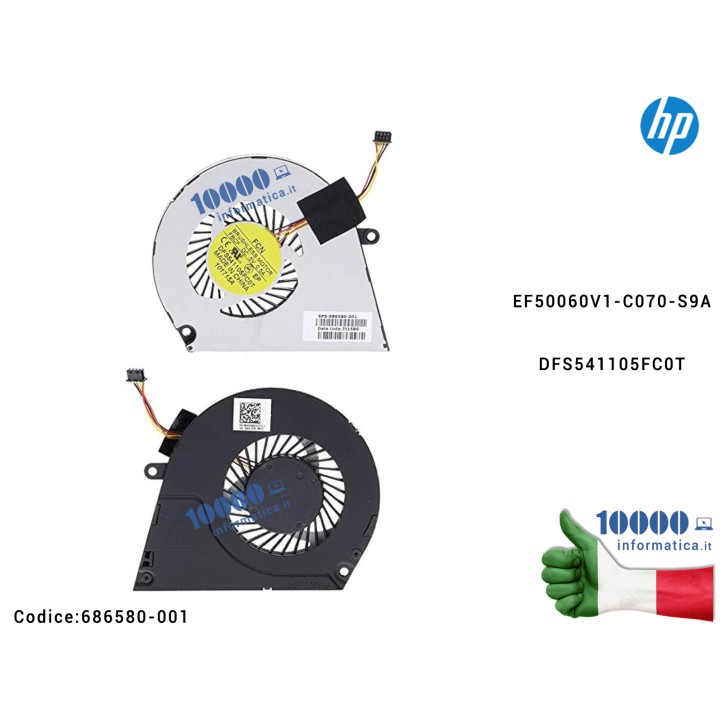 Ventola Fan CPU HP Envy 4 Envy 6 4-1000 6-1000 Envy Pro 4-B000 TPN-C102 TPN-C103 686580-001 EF50060V1-C070-S9A DFS541105FC0T