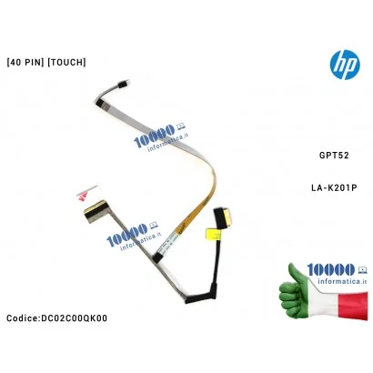 L52016-001 Cavo Flat LCD HP 15S-DR 15-DW 250 G8 [40 PIN] [SOLO PER TOUCH] DC02C00QK00 L52016-001 LA-K201P 15s-dr0002tx 15s-dr...