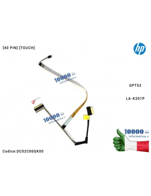 L52016-001 Cavo Flat LCD HP 15S-DR 15-DW 250 G8 [40 PIN] [SOLO PER TOUCH] DC02C00QK00 L52016-001 LA-K201P 15s-dr0002tx 15s-dr...