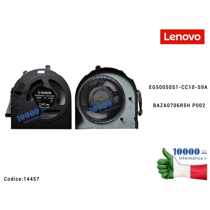 Ventola di Raffreddamento Fan CPU LENOVO ThinkPad E480 E485 E490 E495 E580 E585 E590 E595 EG50050S1-CC10-S9A BAZA0706R5H P002