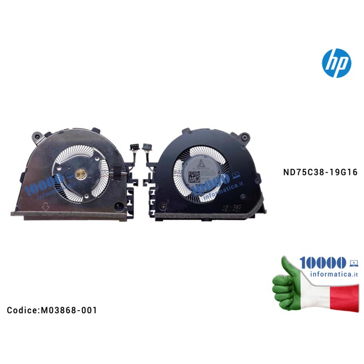 Ventola Fan CPU HP EliteBook x360 830 G7 830 G8 HSN-I42C HSN-I38C M03868-001 ND75C38-19G16
