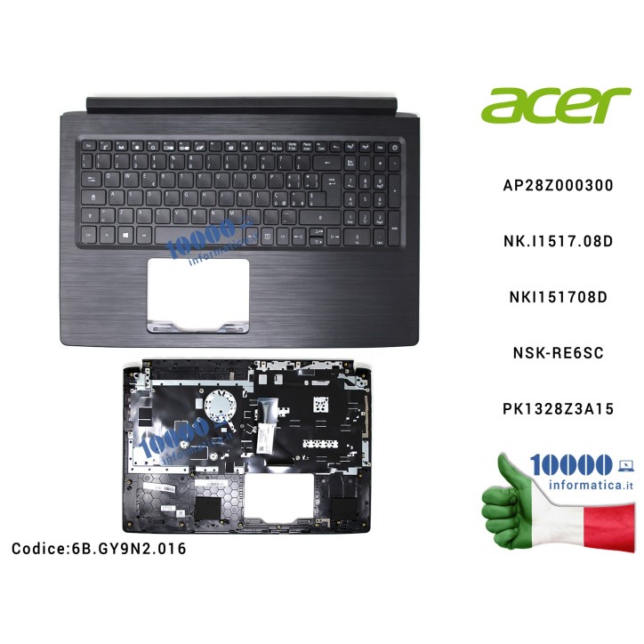 Tastiera Italiana Completa di Top Case Superiore ACER Aspire A315-41 A315-41G 6BGY9N2016AP28Z000300 NK.I1517.08D NKI151708D NSK-