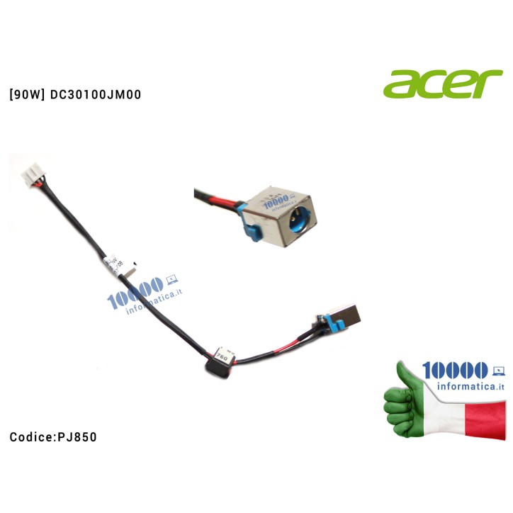 Connettore DC Power Jack PJ850 ACER Aspire E1-571 E1-571G [90W] DC30100JM00 50.M0DN2.001 50M0DN2001