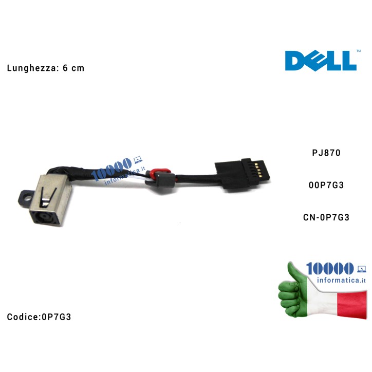 Connettore DC Power Jack PJ870 DELL XPS 13 (9343) (9350) (9360) P7G3 0P7G3 00P7G3 CN-0P7G3