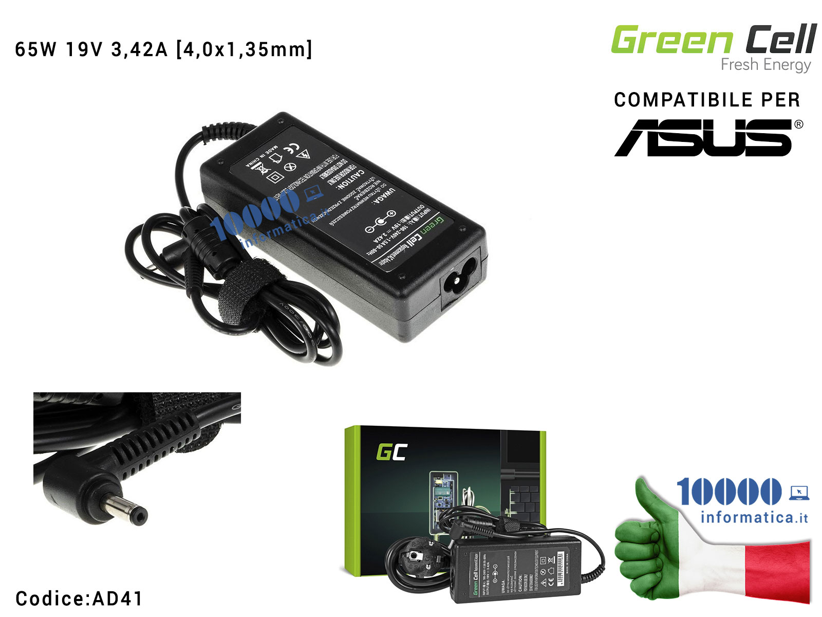 x556uq Notebook Laptop Alimentatore 19v 3.42a 65w per ASUS VivoBook x556