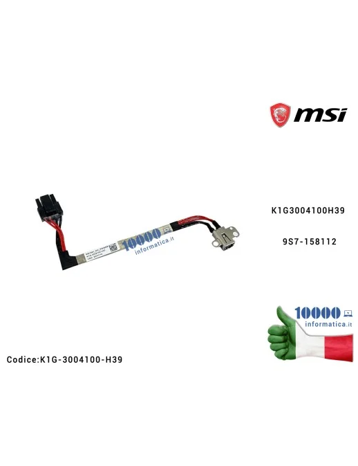 K1G-3004100-H39 Connettore DC Power Jack MSI Katana GF66 11UE GF66 11UG (MS-1581) tacn GL66 MS-1581 K1G3004100H39 9S7-158112