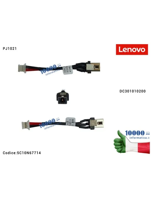 5C10N67714 Connettore DC Power Jack PJ1021 LENOVO Yoga 520-14 520-14IKB (80X8) (80YM) (81C8) IdeaPad 320S-14IKB (80X4) 520S-1...